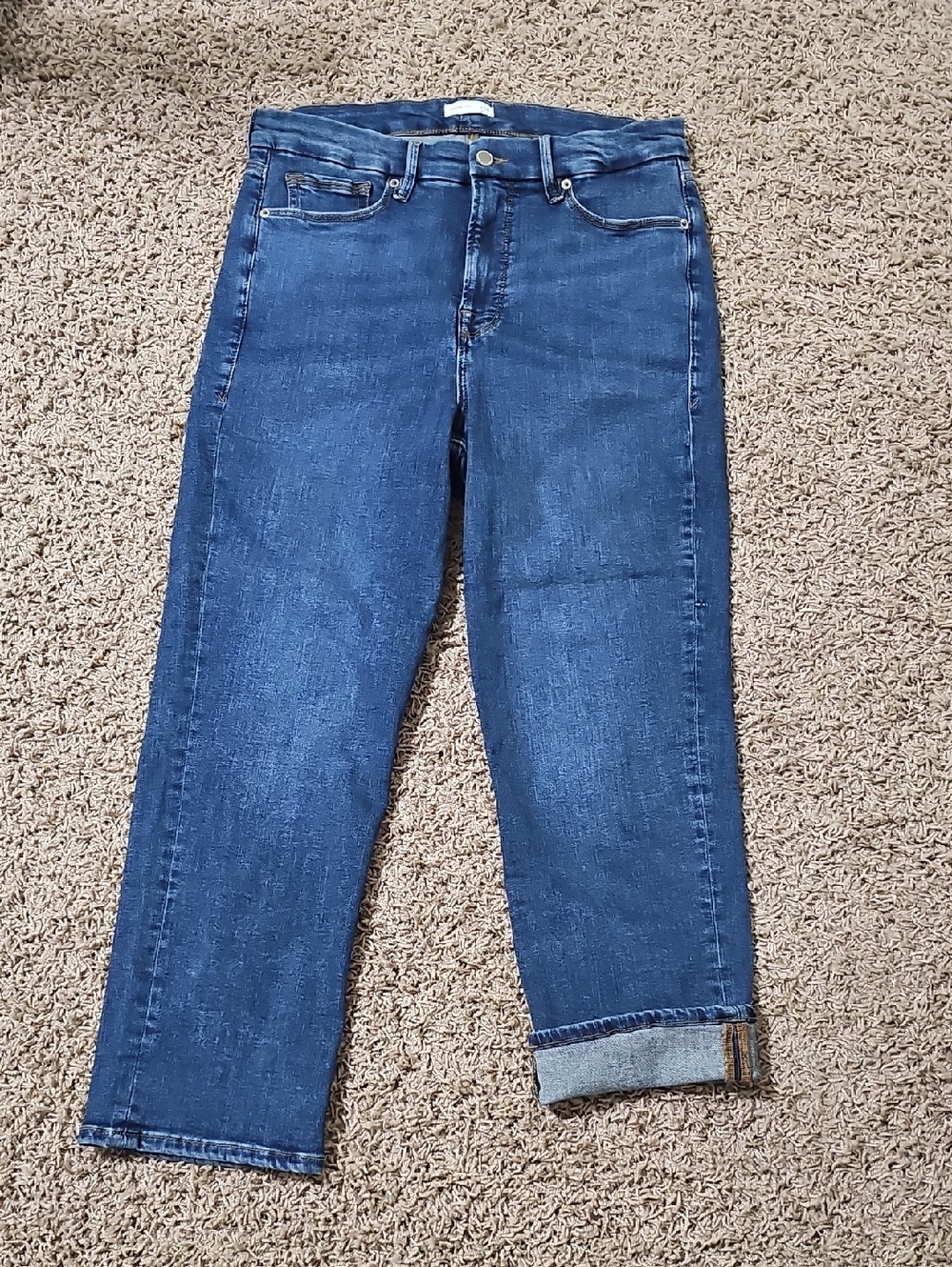 Good American Jeans Capris Cropped Straight Leg 15 Blue 004 Stretch